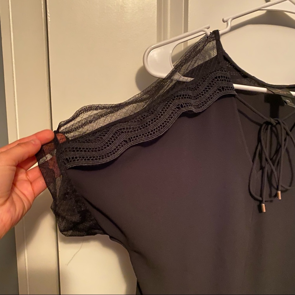 Worthington Petites Solid Black Cold Shoulder Lac… - image 3